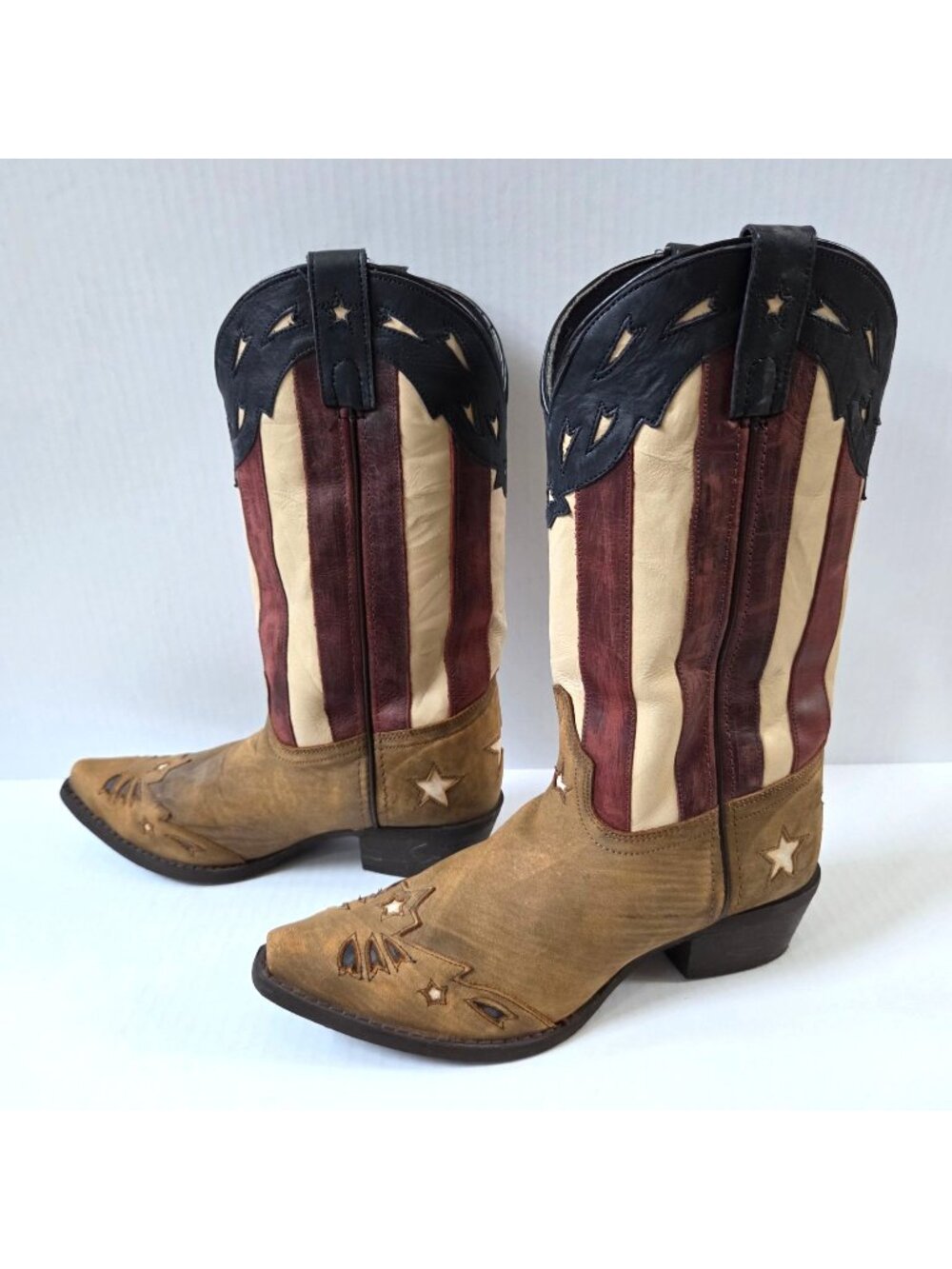 Laredo Boots Womens 10 Leather Keyes Stars Stripes Western American Flag Cowgirl